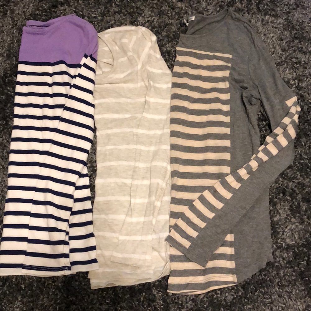 💟*three* striped long sleeve shirts. Mix brand.